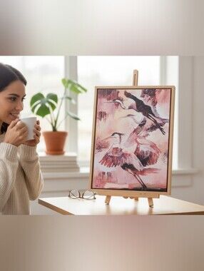 New 5" X7" "Lift Off" Abstract Bird Heron Fine Art Canvas Loose Print Only Frame